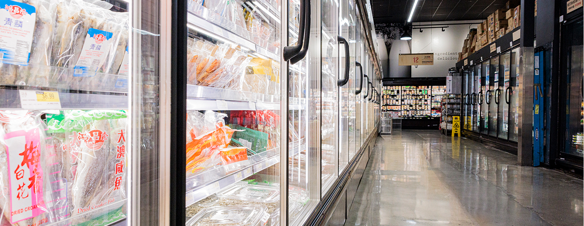 AFTER: Newly finished refrigerated case doors